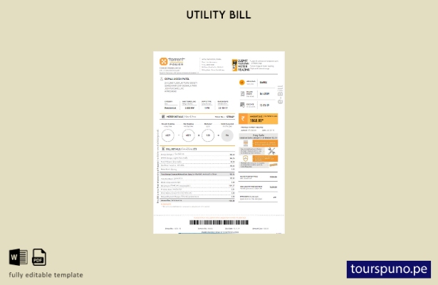 lista para imprimir la plantilla de factura de servicios públicos de energía de 
